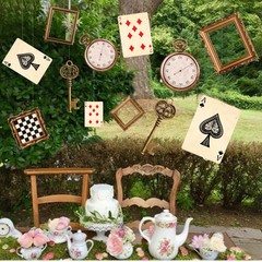 24 Pcs Wonderland Tea Party Decoration Vintage Hanging Ornaments Clock Playin…