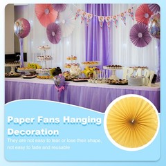 6Pcs 8″/12″/16″ Paper Fans Hanging Decoration Round Fans with Pearl Gold