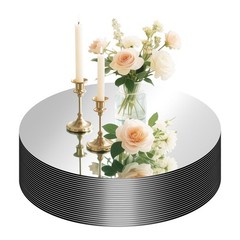 24 PCS 6 Inch Round Mirror Centerpieces Flat Circle Candle Plates Trays DIY