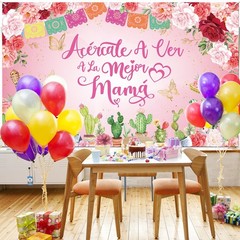 Mexican Happy Mother’s Day Backdrop Banner Feliz Dia Mama Love You Mom Party Dec