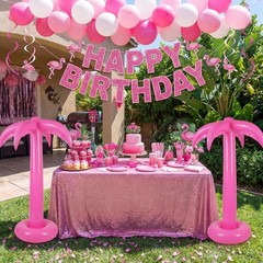 2 Pack Palm Tree Decoration, 67-Inch Hot Pink Inflatable Palm Trees Decor Haw…