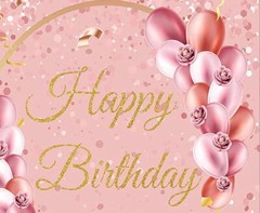 Happy Birthday Backdrop Banner Pink Rose Gold 6 x 3.6 Feet Party Indoor/Outdoor