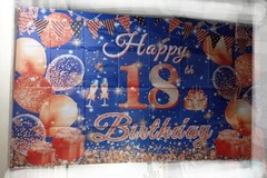 HAPPY 18TH BIRTHDAY Banner Backdrop (3×5 Ft) 18 Years Old