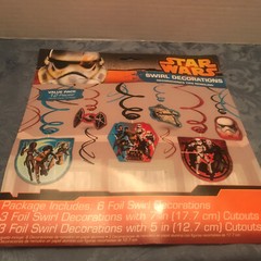 NEW DESIGNWARE AMSCAN STAR WARS PARTY VALUE PACK 12 PACK SWIRL DECORATIONS