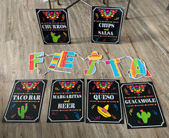 Fiesta Party decorations – «Fiesta» letter strand, 6 stand alone signs