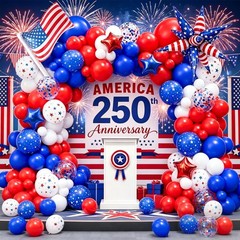 168pcs Red White and Blue Balloon Garland Arch Kit,Patriotic Decorations