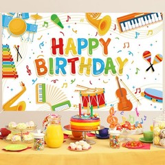 Music Note Banner Decorations for Kids – Happy Birthday Musical Instrument Th…