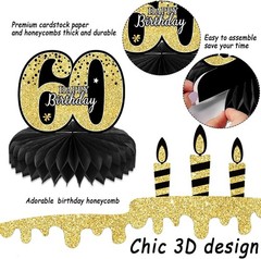 Elegant 60th Birthday Table Decorations – 9PCS Vintage Honeycomb Centerpieces