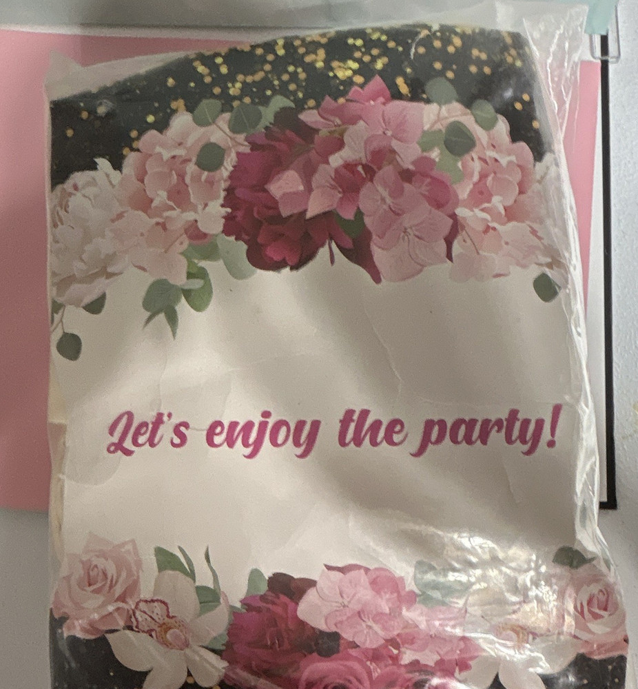 Floral Flowers Party Backdrop Banner for Party beige out pain 10‘ x 10 two panel
