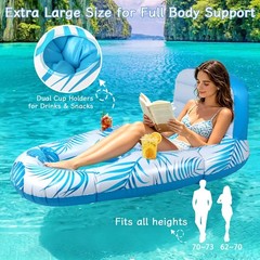 Pool Floats for Adults, Inflatable Chair Lounger Floaties with Cup Holders & …