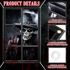 Halloween Decorations Blood Skeletons Scary Horror Window Poster 2PCS 32″ X 47″