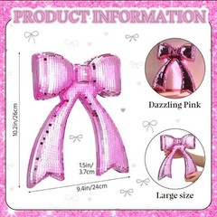 Disco Pink Bow Decor 10.2 x 9.5 Inch Coquette Birthday Decorations Pink NEW