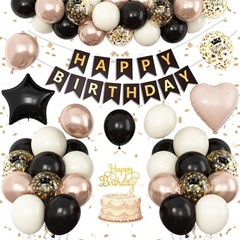Black Gold Birthday Decorations for Women Men,Party Decorations Sand White Ch…