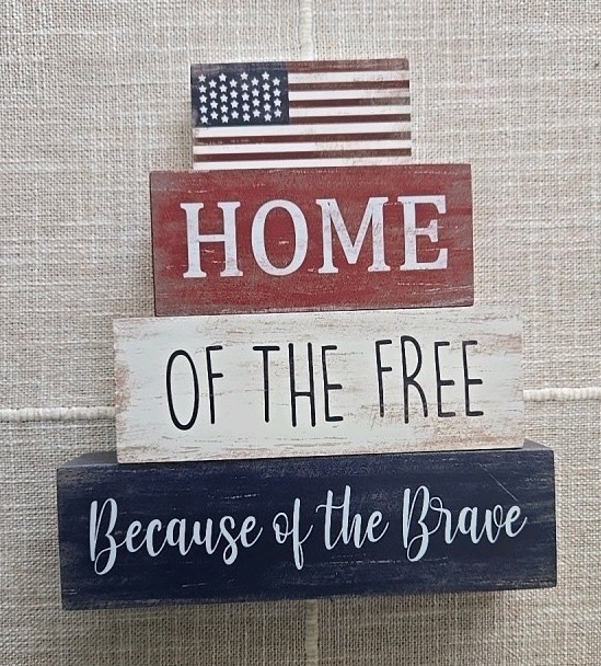4th of July Decorations, 4 Sets Patriotic Wooden Block Table Centerpieces, Flag