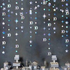 Number 10 Birthday Decor, Twinkle Star Garland, Party Backdrop, Multicolor
