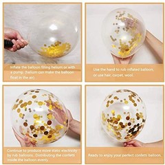 Black and Gold Confetti Balloons, 50 Pack Gold Metallic and Black Latex Ballo…
