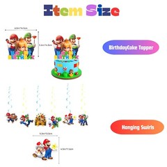 Mario Theme Super Party Decorations – Banner Cake Topper, Balloons, Backdrop Set