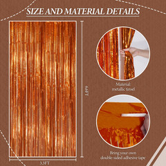 2 Pack Foil Fringe Backdrop – Bronze Shiny Tinsel Curtains for Party Decoration/
