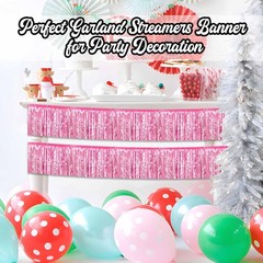 4 Pack 10 Ft Pink Foil Fringe Garland Metallic Streamers Tinsel Banner Wall H…