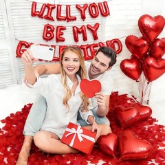 16 Inches Red ‘WILL YOU BE MY GIRLFRIEND’ Proposal Letter Balloons with Heart…