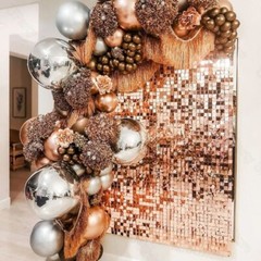 10 Pcs Rose Gold Shimmer Wall Backdrop Panels Sequins for Birthday Party