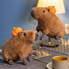 Cute Capybara Plush Toy with Mini Pumpkin Fall Stuffed Animal Decor Gift