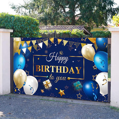 Sumind Happy Birthday Backdrop Banner for Men, Navy Blue and Gold Birthday Decor