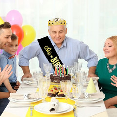 50Th Birthday Decorations for Him 50Th Birthday King Crown and Sash Kit for Men