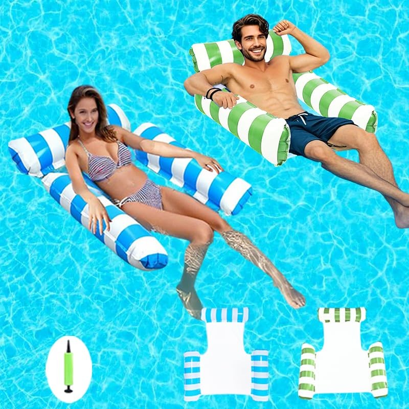 2 Pack Pool Floats Adult, 4-in-1 Inflatable water Hammock, 3 Tubes Inflatable…