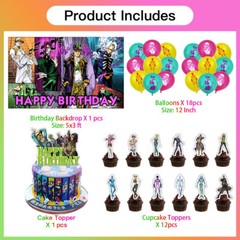 JoJo’s Bizarre Adventure Party Decorations Set Balloons Cake Toppers Banner