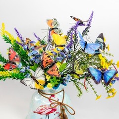 -Artificial Feather 3D Butterfly Party Decorations Set of 12 with Clip 12 Color