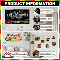 Juneteenth Decorations, 24Pcs Juneteenth Party Supplies Set with Happy Juneteent