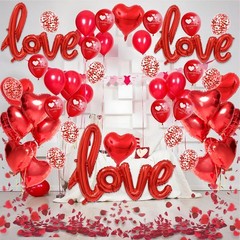 Valentines Day Decorations – 50+ Pcs Luxury Romantic Set with 3 Script LOVE B…