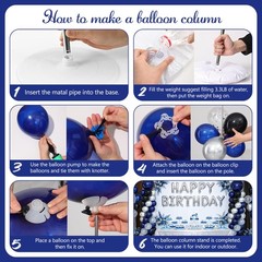Navy Blue Black and Silver Balloon Column Stand Kit Set of 2 for Floor, Blue …