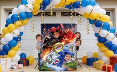 Sonic The Hedgehog Party Supplies Birthday Decor Backdrop Topper Photo Backdrop