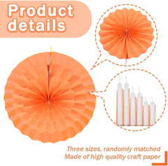 Orange Paper Fans Party Decoration Hanging Paper Fan Flowers Kids round Pattern