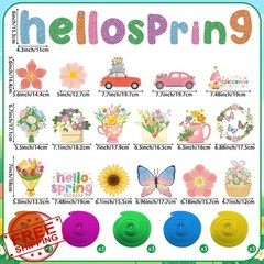 Adecortalk Spring Decorations for Classroom Office Hello Spring Banner Flower…