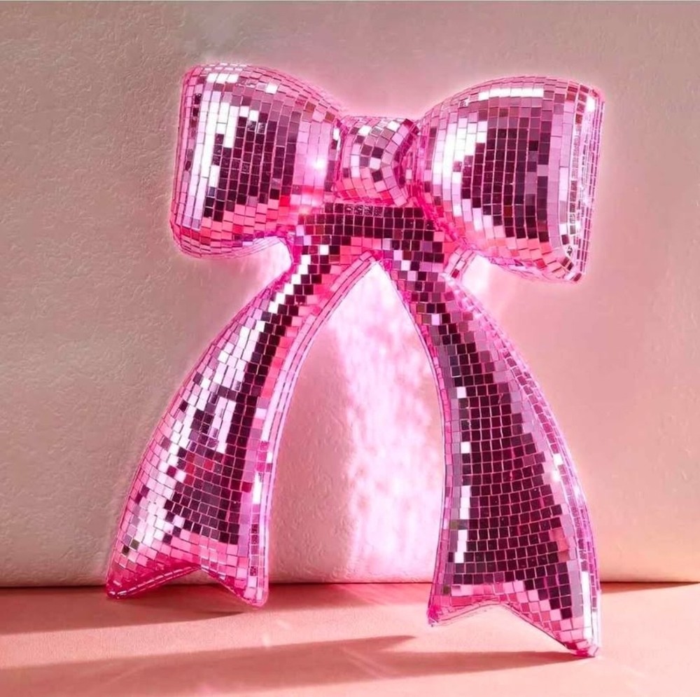 Disco Pink Bow Decor 10.2 x 9.5 Inch Coquette Birthday Decorations Pink NEW