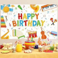 Music Note Banner Decorations for Kids – Happy Birthday Musical Instrument
