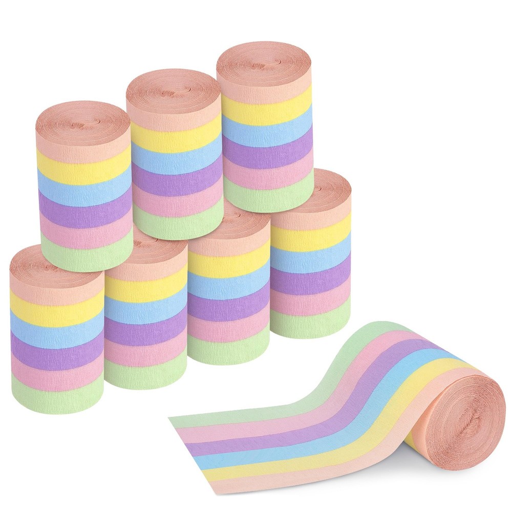 8 Rolls Pastel Crepe Paper Streamers 262 Ft Red Macaron Wedding Easter Decor