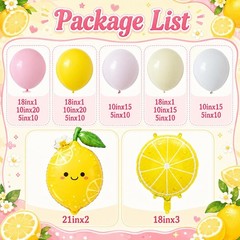 Lemon Balloon Arch Kit, 147Pcs Pink Yellow Lemonade Party Decorations with Le…