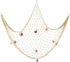Natural Fishing Net Decor with Shells 79 Inch Beach Theme Decor for Party Home B