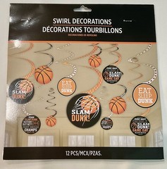 NBA SLAM DUNK PARTY ~ Confetti, 20 Party Bags, Garland, Candles, Swirl Decor NEW