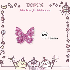 100Pcs Butterfly Confetti, Pink Glitter Butterfly Paper Scatter, Little Butterfl
