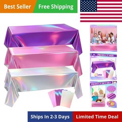 3 Pcs Kpop Theme Party Purple & Pink & Silver Iridescent Party Tablecloth 54 …