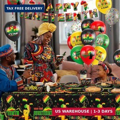 Happy Juneteenth Decorations, Juneteenth Party Supplies, Disposable Tableware Se
