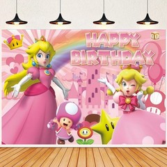 Peach Princess Backdrop Girls Birthday Party Photo Background Banner Supplies