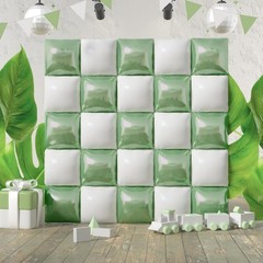 Square Foil Sage Green and White Balloon Wall Backdrop Tunnel Flat Double Sided