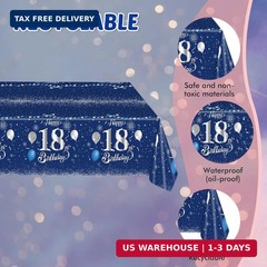 Blue 18th Birthday Decorations for Boys Girls Navy Blue Silver Happy 18th Birthd
