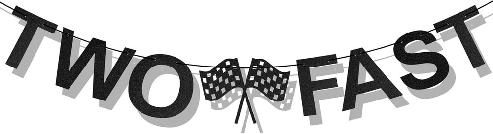 TWO FAST Happy Birthday Banner, Themed Party Supplies as the picture shows